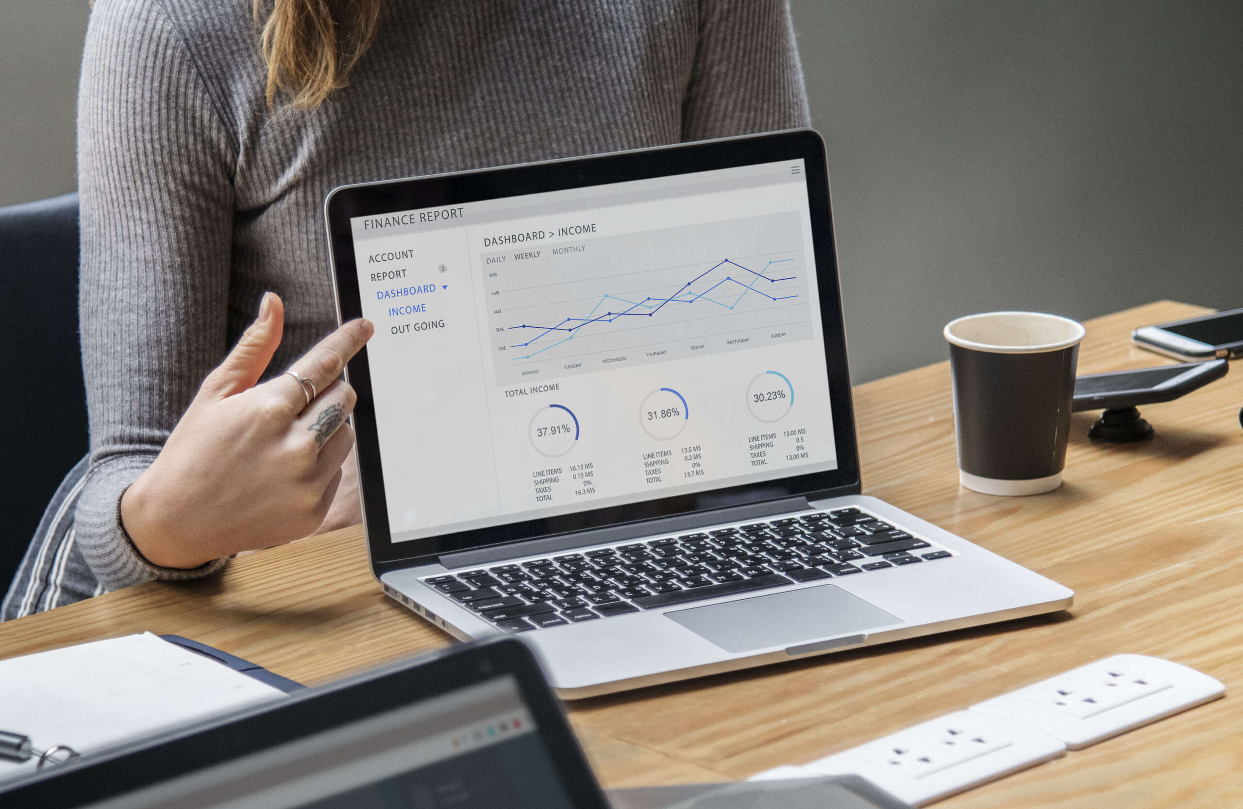 Business presentation on a laptop screen