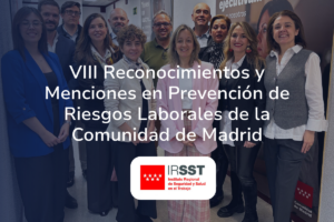 Equipo de Psiconnea y otros homenajeados en la entrega de los VIII Reconocimientos y Menciones en Prevención de Riesgos Laborales de la Comunidad de Madrid, organizados por el IRSST.